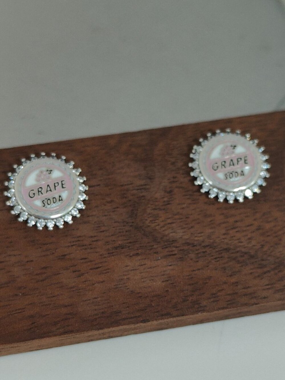 UP Grape Soda Badge Stud Earring Round Earring S925 Sterling Silver